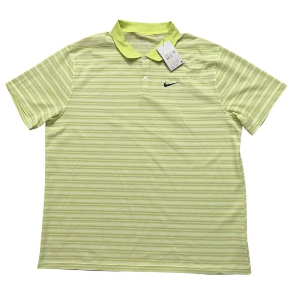 Nike Polo Shirt Mens 2XL Dri-Fit Victroy Stripe Green Short Sleeve Golf NEW - Picture 1 of 6